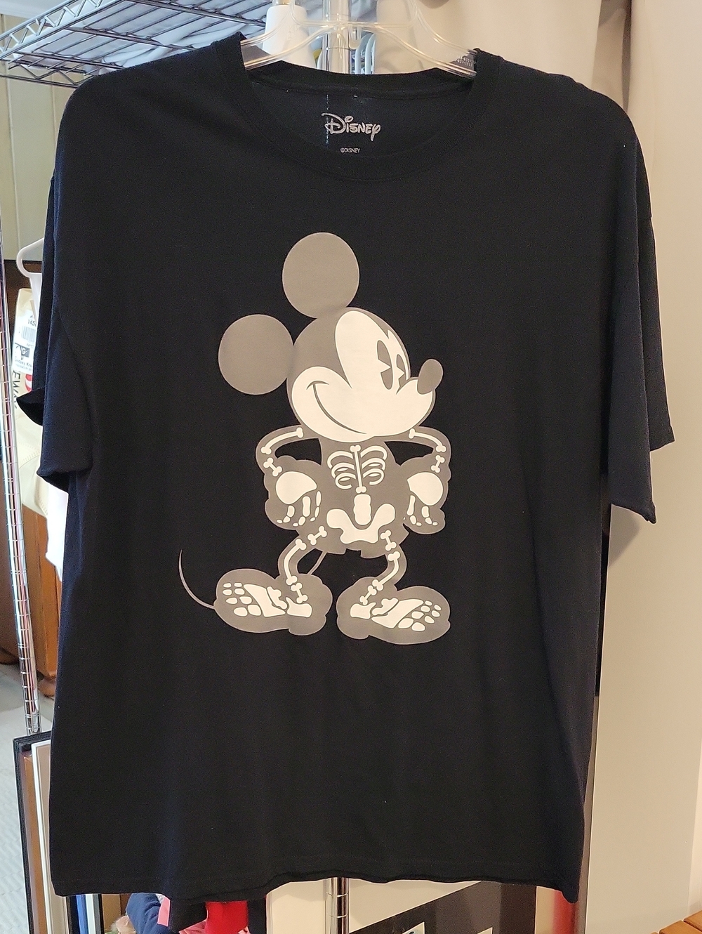 Disney Black Short‑Sleeve Mickey Skeleton Graphic Tee Size 1X